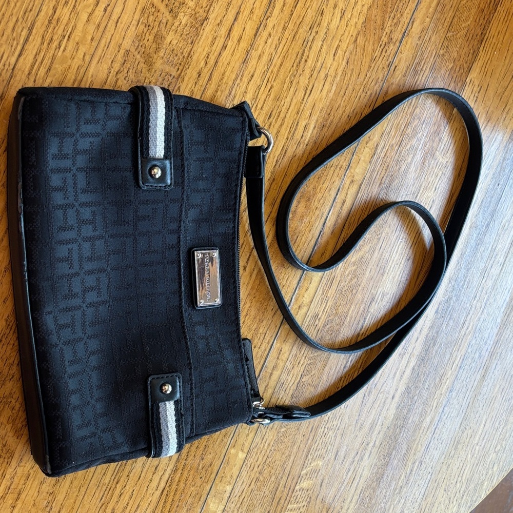 Tommy Hilfiger Black Crossbody Bag with White Stripe